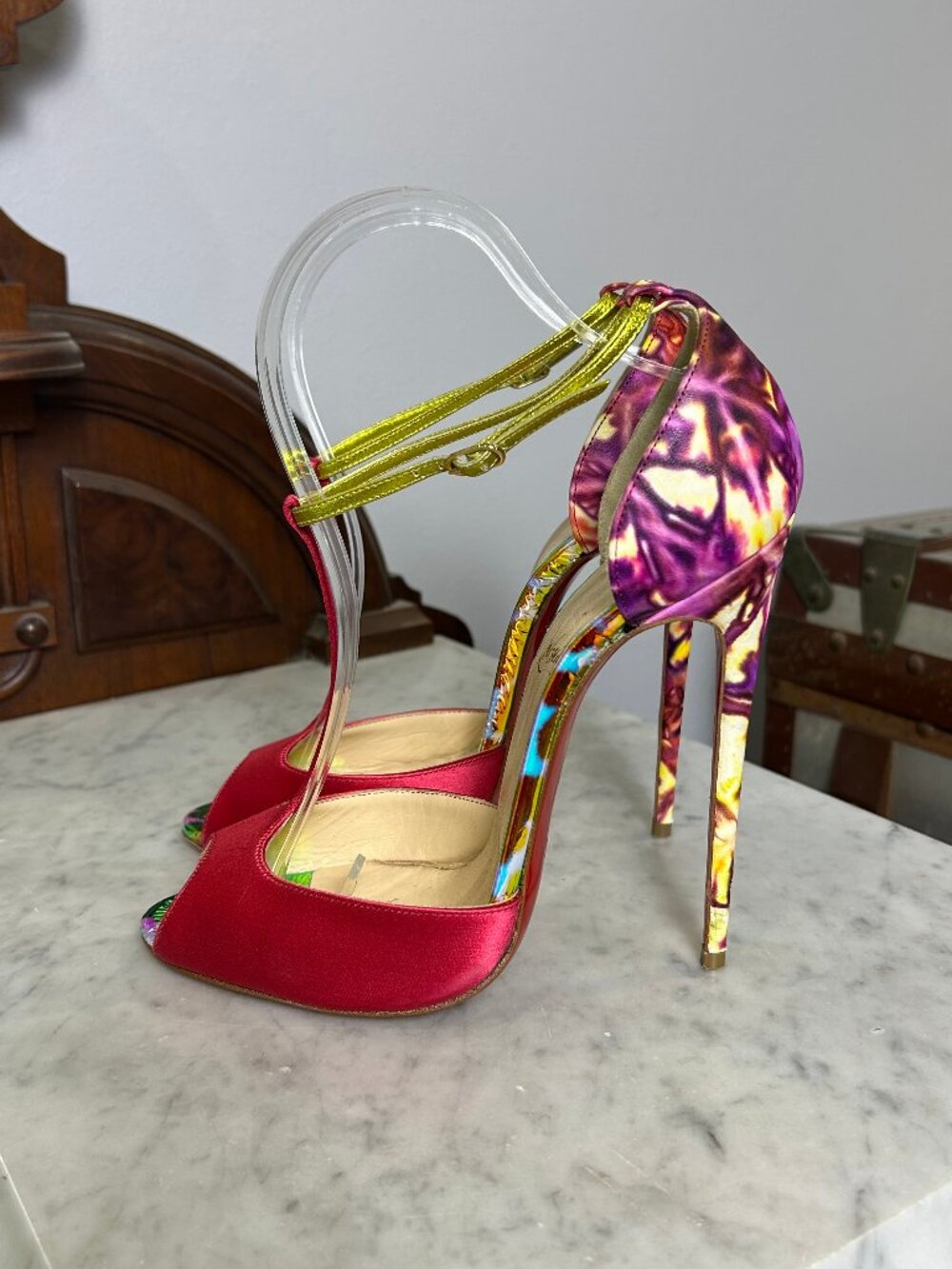 Christian Louboutin Senora 130 Poppy Floral Heels size 39